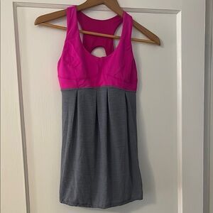 Lululemon Pink and Gray Athletic Tank Top